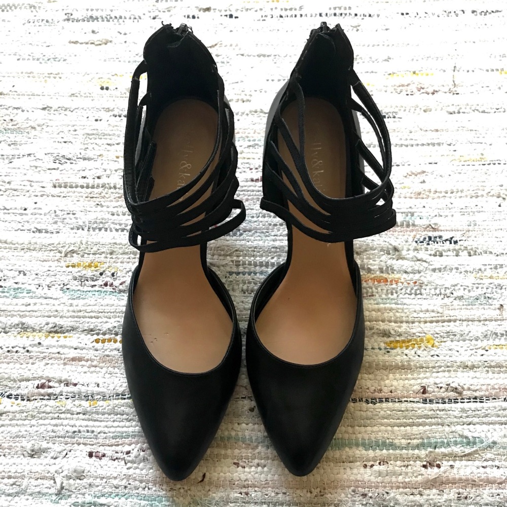 Strappy black heels